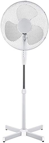 2 X OSCILLATING PEDESTAL AIR COOLING ELECTRIC FAN EXTENDABLE ADJUSTABLE STAND, White