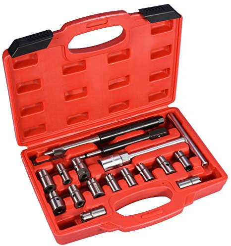 Wakects Injektor Werkzeug, 17pcs Set für Einspritzdüsen, Dichtsitzfräser, Universal für Einspritzdüsen, Garage, Auto Haus