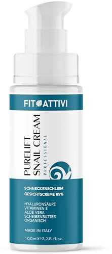 Creme Visage 85% Bave d'Escargot, Acide Hyaluronique, Vitamine E, Beurre de Karité, Aloe Vera - Anti-Rides Puissant, Hydratante, Anti-Cerne - Homme & Femme - Jour & Nuit - 100ml - FITOATTIVI