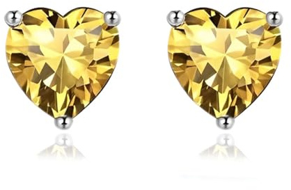 Zolkamery Ohrringe Silber 925 Stecker, 925 Sterling Silber Topas Geburtsstein Ohrstecker, Hypoallergen 6mm Klein Liebe Herz Schlafen Knorpel Zirkonia Ohrstecke, Geburtstagsgeschenk für Damen Mädchen
