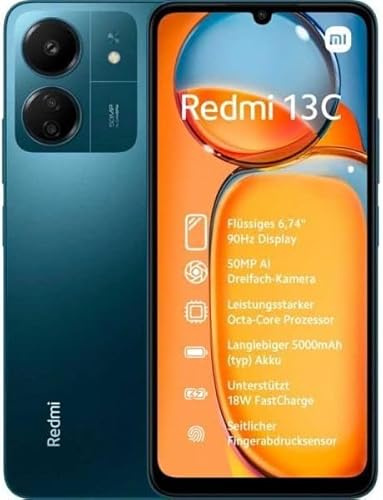 Xiaomi Redmi 13C 256GB (Navy Blue, Android 13, Dual SIM, 8 GB LPDDR4X), Black, MZB0FT4EU