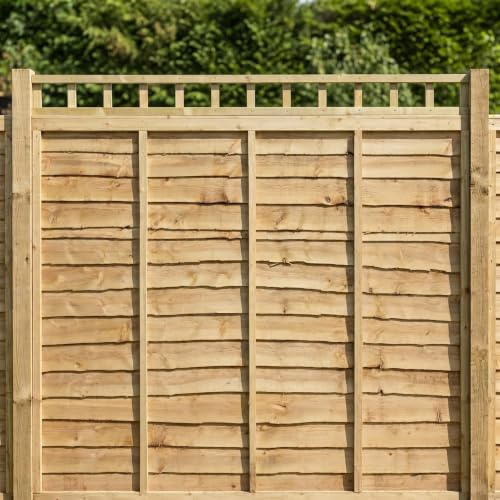 Standard Fence Panel Topper 6ft x 0.5ft Square Garden Trellis Wooden | 182.8cm x 16cm, Flat Top Lattice Fencing, Wall-Mount, Add Extra Height & Privacy, Treated, Support for Plants & Vegetables