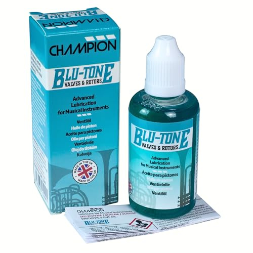 Champion Blu-Tone Premium Valve Oil – Fast-Acting Valve Lubricant for Trumpets, Cornets, Horns and all Brass Instruments – Long-Lasting, Clean-Running Performance – 50ml Bottle. Made in the UK.