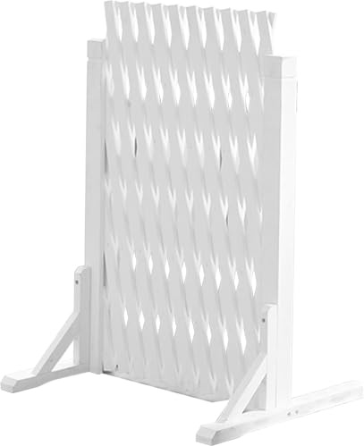 Pannello A Traliccio per Recinzione con Schermo da Giardino per Pianta, Cancello Ad Espansione Autoportante in Legno Recinzione per Impieghi Gravosi, 160 Cm / 1, White, W160cm x H46cm