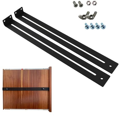 Lot de 2 kits de réparation de tiroir, pour renforcer et réparer les tiroirs en bois/MDF/panneaux de particules, avec vis, longueur réglable de 33 à 61 cm