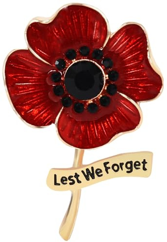 Lalavon Poppy Badges and Pins 2026 Red Flower Poppy Brooch Lest We Forget, Remembrance Day Pin Badges for Women Men Veteran Gifts Memorabilia