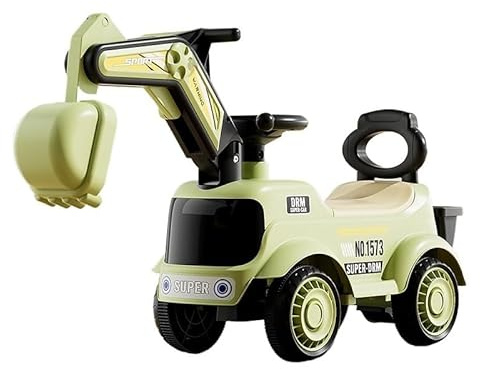 Zxarunas Excavadora de construcción for niños, vehículo de Juguete con Almacenamiento Debajo del Asiento, antivuelco y Deslizante.(Groen)