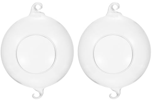 HINTRMENT Jarrón Colgante de Cristal Transparente 10 Cm, 2 Piezas, Maceta Decorativa Ligera para Jardín y Balcón, Botella Colgante Resistente para Plantas y Flores, Uso Interior y