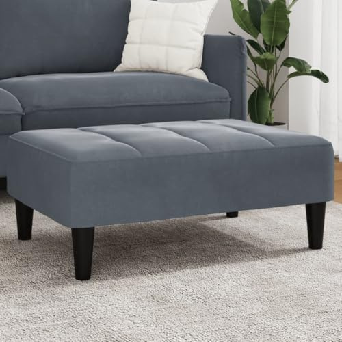 LoogCape Fotpall mörkgrå 77 x 55 x 31 cm sammet stoppad pall sittkub golvkudde med förvaringsutrymme för vardagsrum sovrum hall