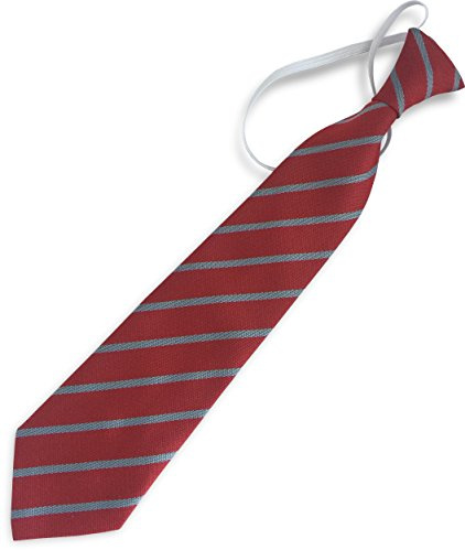 Great British Tie Club Child's Elastic Single Stripe School Ties - Infant/Primary Size (Red & Grey)