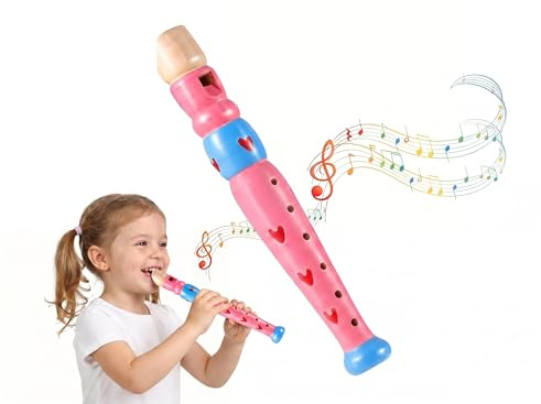 Piccolo flauto flauto in legno colorato per bambini piccoli strumento musicale ritmico sigillante educazione precoce musica e giocattoli sonori per autismo o bambini in età prescolare (colore casuale)
