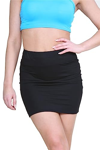 janisramone® Minikjolar för kvinnor, elastisk mikrokjol, Y2k bodycon minikjol, med hög midja, vanlig penna, stretchig sexig kjol, Svart, 40/42 SE