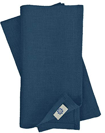 Linen & Cotton Tovaglioli di Stoffa Colorati Hygge Set di 4-100% Lino, Blu Scuro (32 x 32 cm) Tovaglioli da Tavola per Cucina Tavolo da Pranzo Tovaglioli Natalizi per Feste Ristorante Tessuto