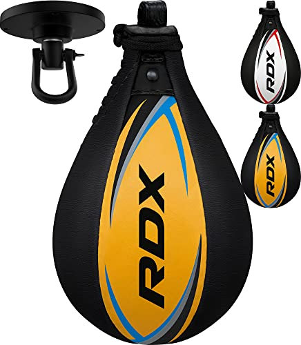 RDX Boxbirne Erwachsene Leder Set, Speedball Hängend Mit Halterung, Profi Punchingball Boxing Speed Bag, Geschwindigkeit Ball Boxen Training Trainingsgeräte
