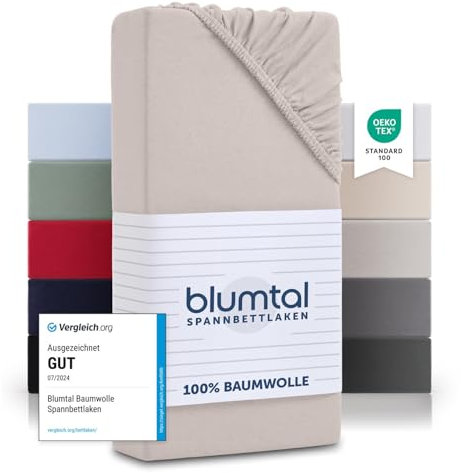Blumtal® Basics Spannbettlaken Topper 140x200cm Jersey im 2er Set - Bettlaken 140x200cm aus 100% Baumwolle - Oeko-TEX zertifiziertes Spannbetttuch 140x200cm - Topper Spannbettlaken - Elfenbein