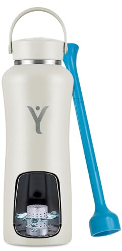 DYLN Hydrogen Water Bottle | Create Hydrating Alkaline Hydrogen-Rich Water Up to 9 pH | Vacuum Insulated Stainless Steel Water Bottle | Keeps Water Cold for 24 Hours | 40 oz, Pearl