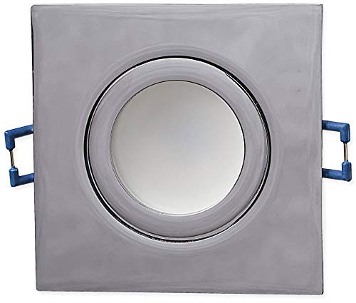 Foco LED empotrable, IP44, cromado, cuadrado, 7 W, blanco frío, 12 V, MR16, para baño, ducha, exterior, plano, lámpara de techo, foco empotrable de 60 mm