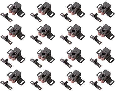 Möbelschnäpper aus Stahl, Hoch-Fuss Design, 16er Set, 47x31x21mm, Kupfer Farbe, Schrankverschluss Möbelverschluss Kugelschnapper mit Schrauben für alle Kisten, Schrank-/Möbeltüren oder Schubladen