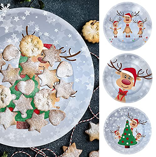 Cepewa Gebäckteller Rentier Ole 3er Set Adventszeit | Ø26cm Metall Weihnachts-Motive | Dekoteller Servierplatte Kekse Gebäck (1 x 3er Gebäckteller Rentier Ole)