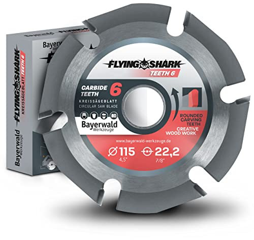 Bayerwald Flying Shark Ø 115mm (6 Zähne) Holz Sägeblatt - Schnitzen, Entrinden - ideal fürs Power Carving