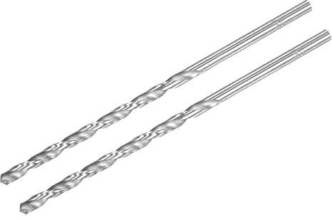 sourcing map HSS(High Speed Steel) Extra Long Twist Drill Bits, 5.5mm Drill Diameter 160mm Length for Hardened Metal Woodwork Plastic Aluminum Alloy 2 Pcs