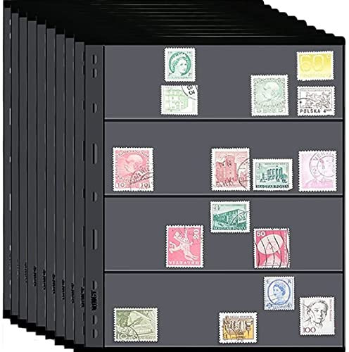 runrayay Pagine di francobolli per Raccoglitore di Album di francobolli, 10 Fogli (20 Pagine) Pagine a 4 Righe per Collezionisti di francobolli - Confezione Professionale
