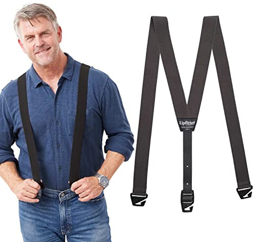 HIKERS - Upfitter Hidden Suspenders for Men Under Clothes - 3 Point Belt Loop Black 45in - Medium