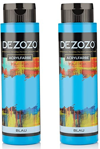 dezozo Acrylfarben Set - 12 Pastel Farben x 110ml, Reichhaltige Pigmentfarben für Leinwand, Holz, Papier, Keramik (Blau 2 x 500ml.)
