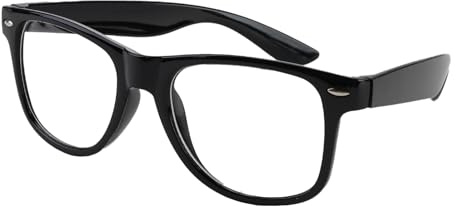 IBEIKE Lunettes à monture noire transparente – Faux lunettes noires brillantes, verres transparents vintage tendance – Lunettes carrées sans ordonnance pour homme et femme unisexe adulte, Noir