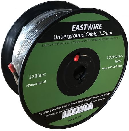 Eastwire Electric Fence Double Insulated Wire, 1.6mm or 2.5mm, 100meters/328ft, Aluminum, Underground, Direct Burial
