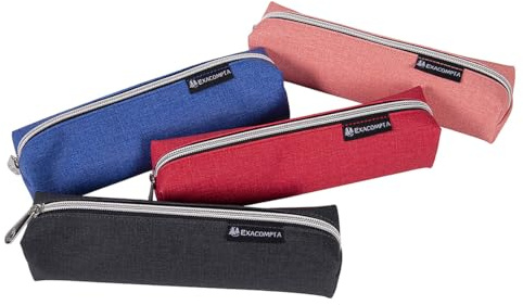 Exacompta - Réf. 52710E - 1 trousse carrée WOOD en PU effet tissu - doublée en polyester - peut contenir un double décimétre - peu encombrante - couleurs aléatoires : bleu, corail, noir ou rouge