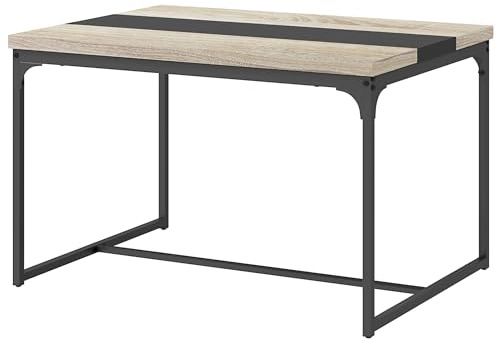 HOMCOM Table de Salle à Manger Table de Cuisine pour 6 Personnes, Style Industriel en métal Noir et Bois, dim. 120L x 89l x 75,5H cm