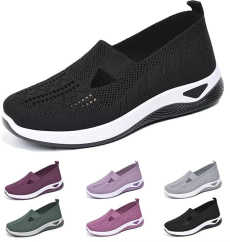 dubuto Women's Walking Shoes Wove Breathable Soft Orthopedic Diabetic Comfortable Sneakers for Women Indoor Outdoor Casual Athletic Work Shoes