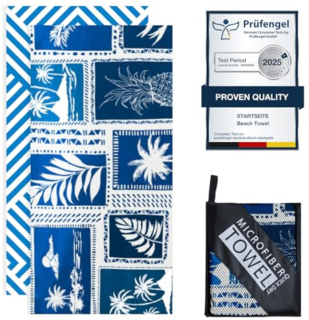 Startseite 200 x 90 cm Microfibre Towel - Large Size Quick Drying Microfibre Beach Towels for adults, Sand-Free, Absorbentextra large Beach Towels for adults - Includes Storage Bag (Blue Stripes)