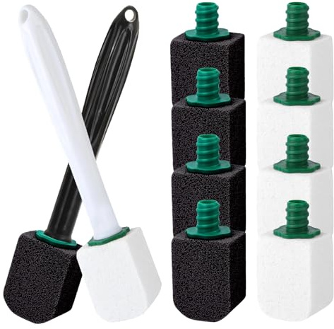 Pietra Pomice Per WC,Ricarica da 10 Cleaning Block,Con Manico Riutilizzabile,Pulizia Efficace,per Toilette,Cucine,Lavelli e Lavabi(Nero Bianco)