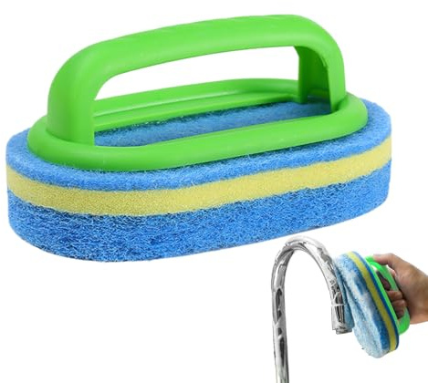 Éponge de cuisine avec poignée – Brosse à récurer durable et non rayante | Éponge de nettoyage ergonomique pour lavabo, baignoire, carrelage, douche, piscine, spa, toilettes, plans de travail