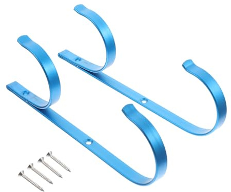 BESPORTBLE Support de Poteau de Piscine en Aluminium 2 Pièces Bleu pour Outils de Nettoyage Piscine, Crochet Suspendre Robuste, Accessoire Pratique pour Rangement de Perches et Écumoires