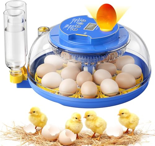 18 Egg Incubators for Hatching Eggs, 360° View with Automatic Egg Turning & Humidity Control, Built-in Egg Candler for Hatching Chicken, Duck, Goose, Quail, Ideal for Home, Classroom, Laboratory, Farm