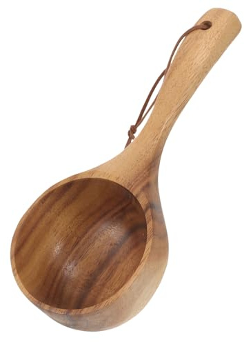 FONDOTIN Paleta de sauna de madera natural, ligera cuchara de agua para baño con mango ergonómico, resistente y versátil para sauna, baño, jardín y hogar