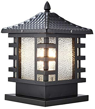 Trädgårdslampa, utomhuslampa, pelarlampa, E27 regntät innergårdsdörr, villalampa, europeisk rustik terrasslampa(Black)