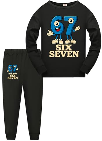 Yaokilyly Boys Girls 67 Meme Kids Clothing Sets Six Seven Shirt and Pants (Black,5 Years)