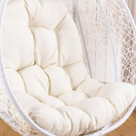 Générique Coussin Imperméable pour Fauteuil Suspendu D'extérieur,Coussin De Rechange pour Fauteuil Suspendu,pour Siège De Panier Suspendu,Coussin Lavable pour Siège De Fauteuil Bascule,Blanc
