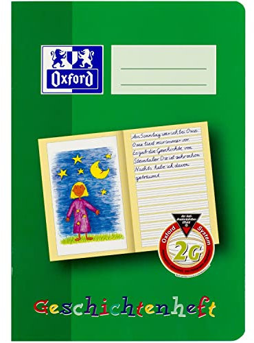 Oxford 100050104 Geschichtenheft, A5, 2G, 16, robuster, abwischbarer Deckel