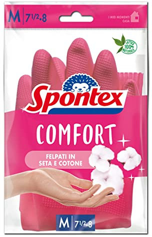 Spontex Comfort Haushaltshandschuhe, Rosa, aus Seide und Baumwolle, Größe M