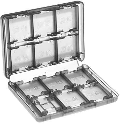 vhbw Etui kompatibel mit Nintendo 3DS LL, 3DS Konsolenspiele, Speicherkarten - Case Schwarz Transparent