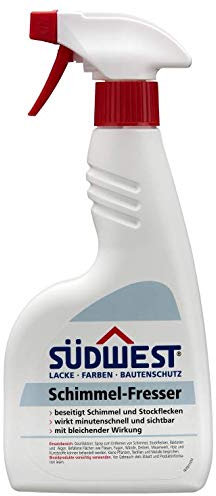 Südwest Schimmelfresser chlorhaltiges Spray zum Entfernen Abtöten & Bleichen von Schimmel, Pilzen, Stockflecken, Algen & Moos, für schimmelbefallene Untergründe Sprühflasche (500 ml)