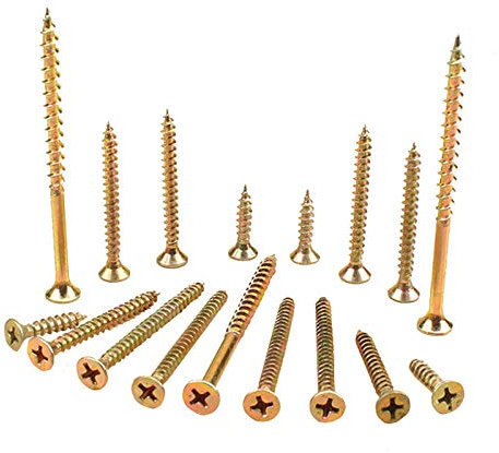 Tornillos de madera autorroscantes, clavos cruzados endurecidos de alta resistencia con cabeza avellanada y cabeza plana, color zinc, M5-M5 * 30 mm (aproximadamente 360 ​​piezas)