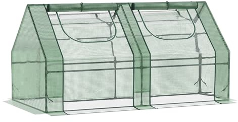 Outsunny 6' x 3' x 3' Portable Greenhouse with 2 PE/Plastic Covers Green