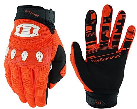 Seibertron Handschuhe Jugend Kinder BMX MX ATV MTB Rennrad Mountainbike Fahrrad Offroad/Dirtbike Straßenrennen Motorrad Motocross Sport Touch-Erkennung Vollfinger-Handschuhe Fluo Orange L