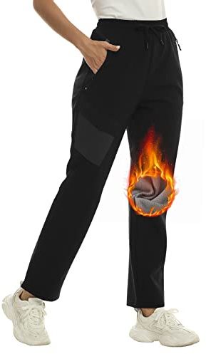 MoFiz Pantalones Ski Mujer Pantalón para la Nieve Térmicos Pantalones Impermeables de Invierno Negro L